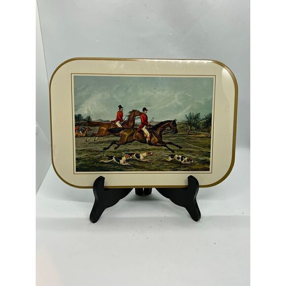 VTG Set Of 4 1859 Henry Alken Fores`s Hunting Sketches On Tin , Cork Backed Rare - Picture 2 of 9